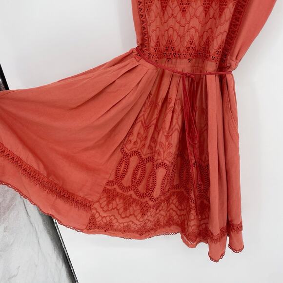 Anthropologie Burning Torch Women's Embroidered Drawstring Waist Small Dress - Picture 3 of 7